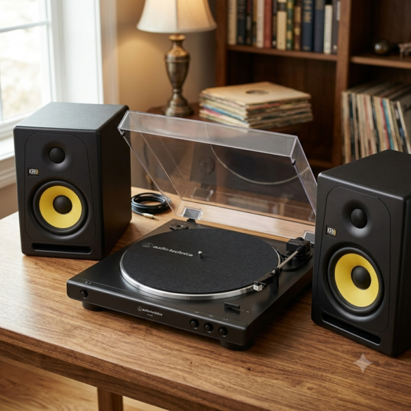 Combo Audio-Technica AT-LP60X & Par Monitores KRK K8